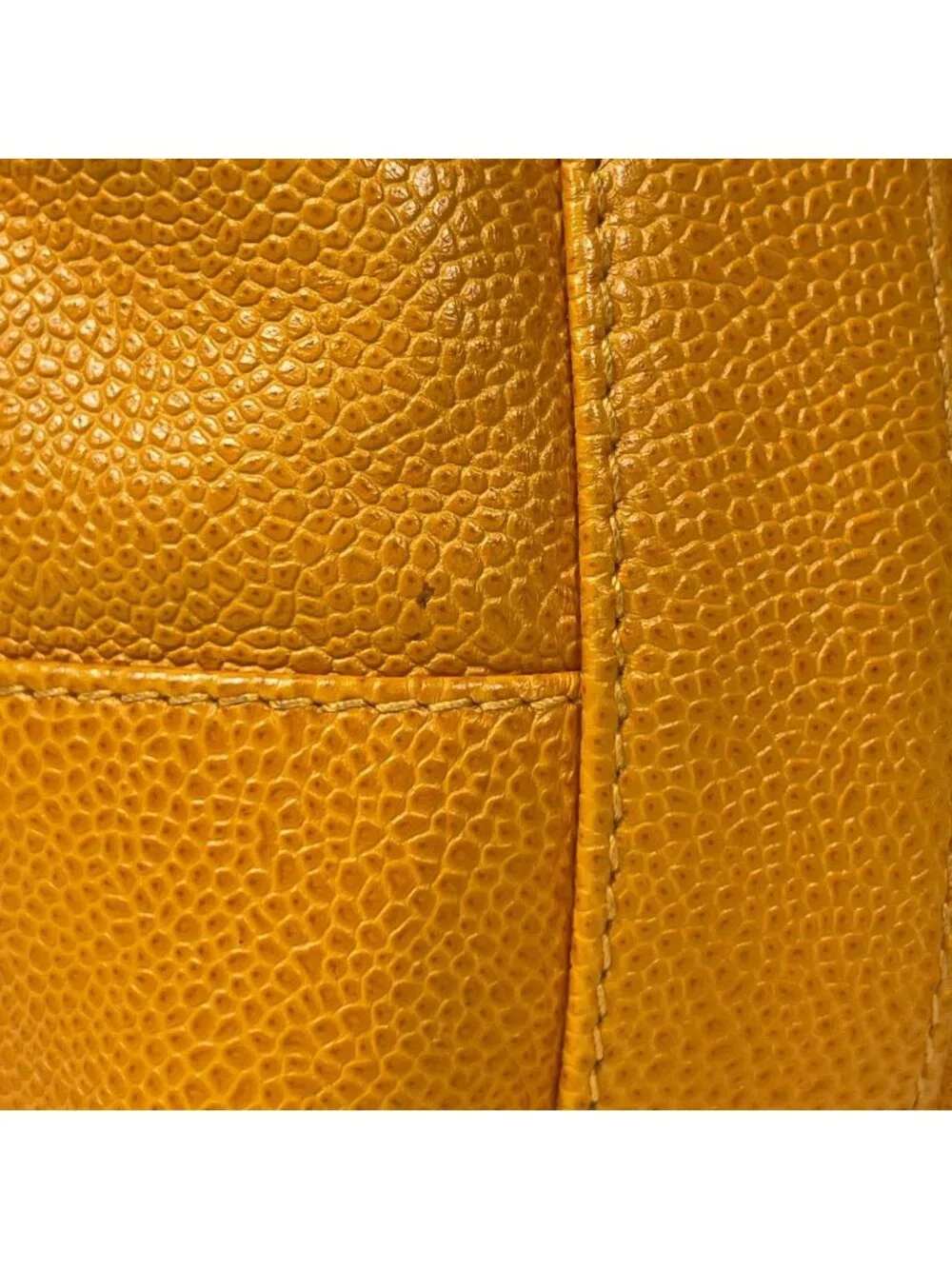 Chanel Shoulder Bag Triple CC Logo Drawstring Caviar Leather Yellow